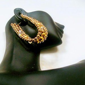 Gold Beaded Earrings#Hand Made by Alimah
